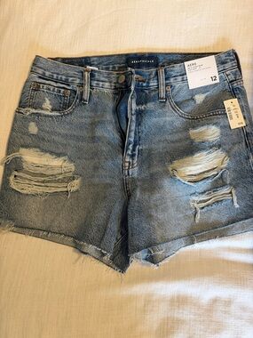 Aeropostale Medium Wash Distressed Denim Cutoff Shorts